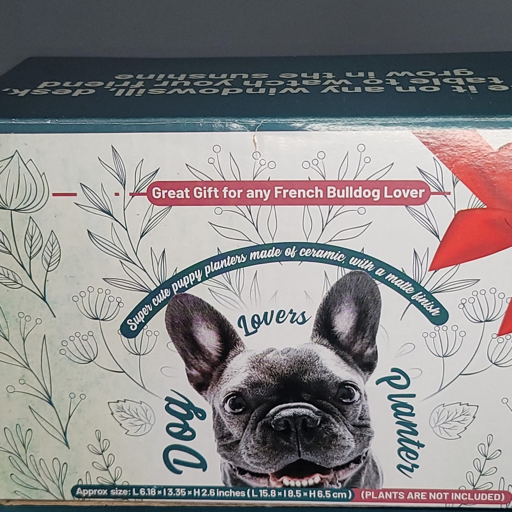 NEW Ceramic French Bulldog Planter-dog,pot,frenchie,desk,plant,cactus,vase,decor